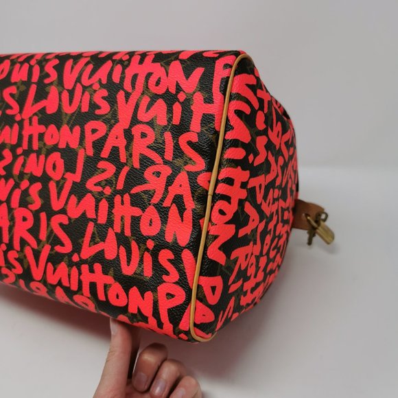 Louis Vuitton Limited Edition Speedy 30 Pink Graffiti Monogram Canvas Hand Bag - Picture 9 of 9